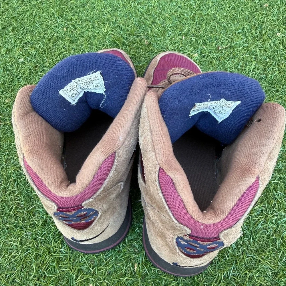 Vintage 90s Nike ACG Hiking Boots Caldera Brown Burgundy Blue Women 8.5 Gorpcore